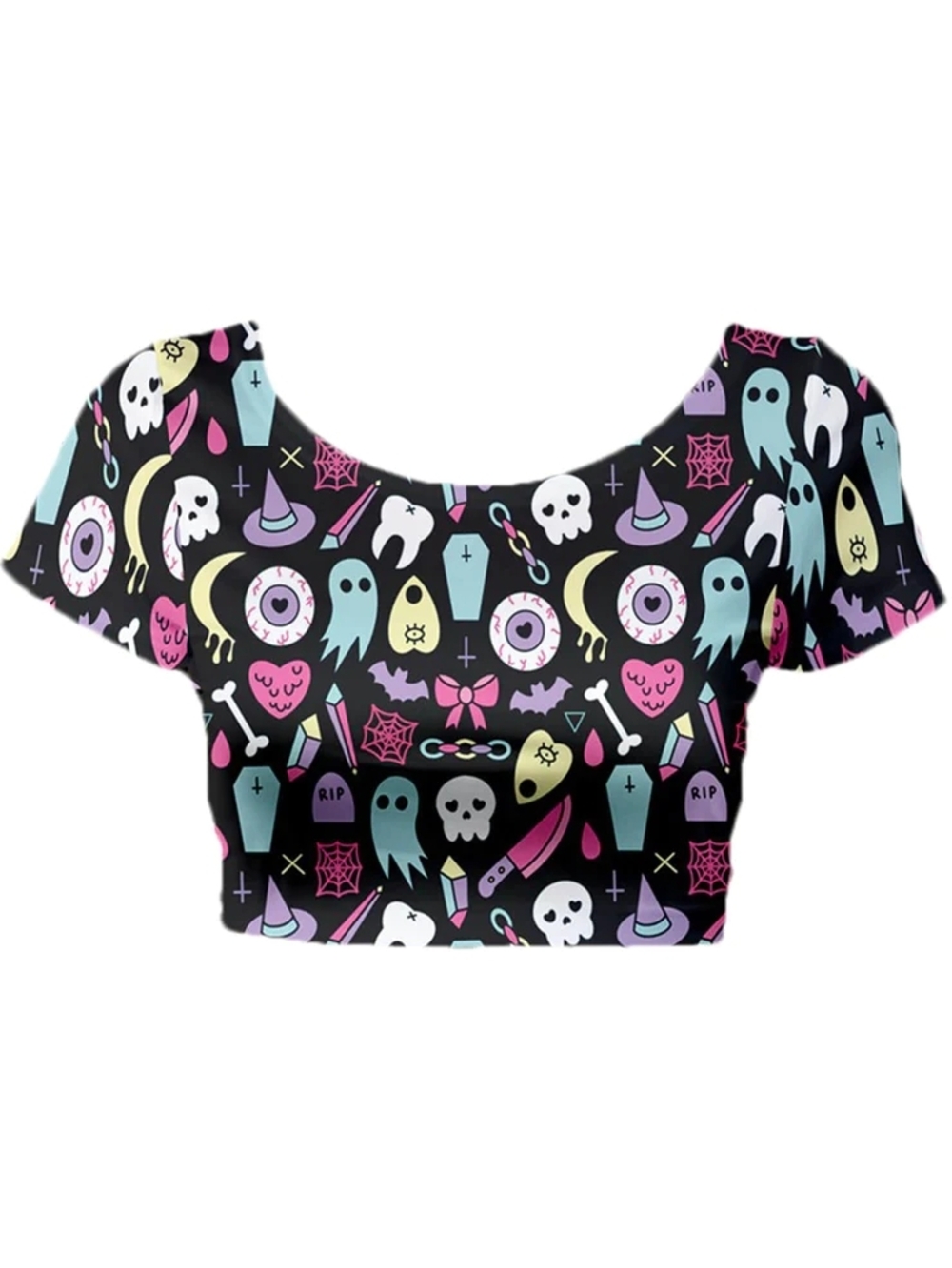 Pastel Goth Crop Top in Spooky Print